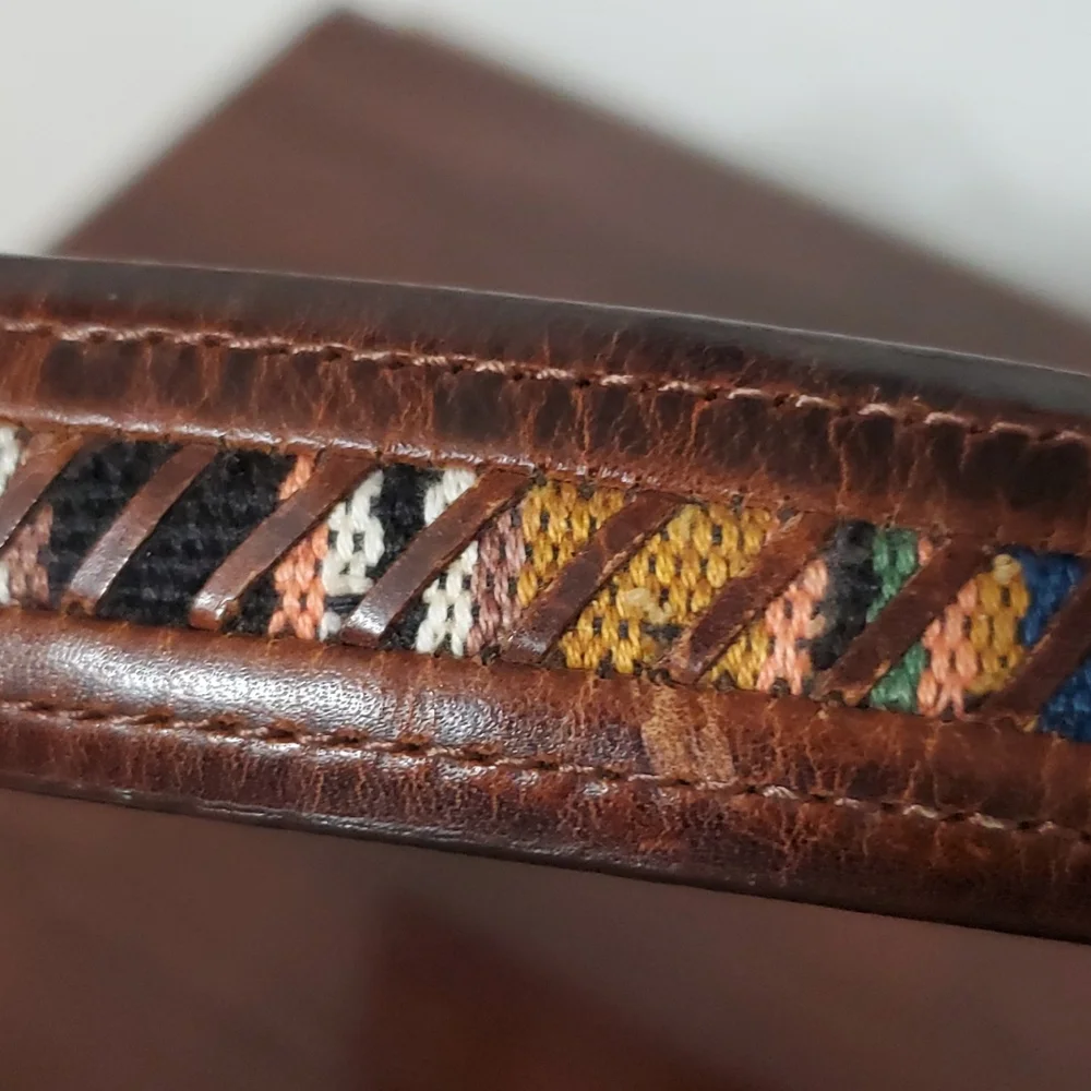 Columbia embroidered leather